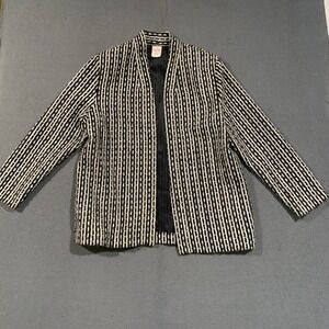 Graff Californiawear Jacket Womens 10 Vintage Black White Striped Textured Knit